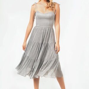 Dress the Population silver dream metallic dress L